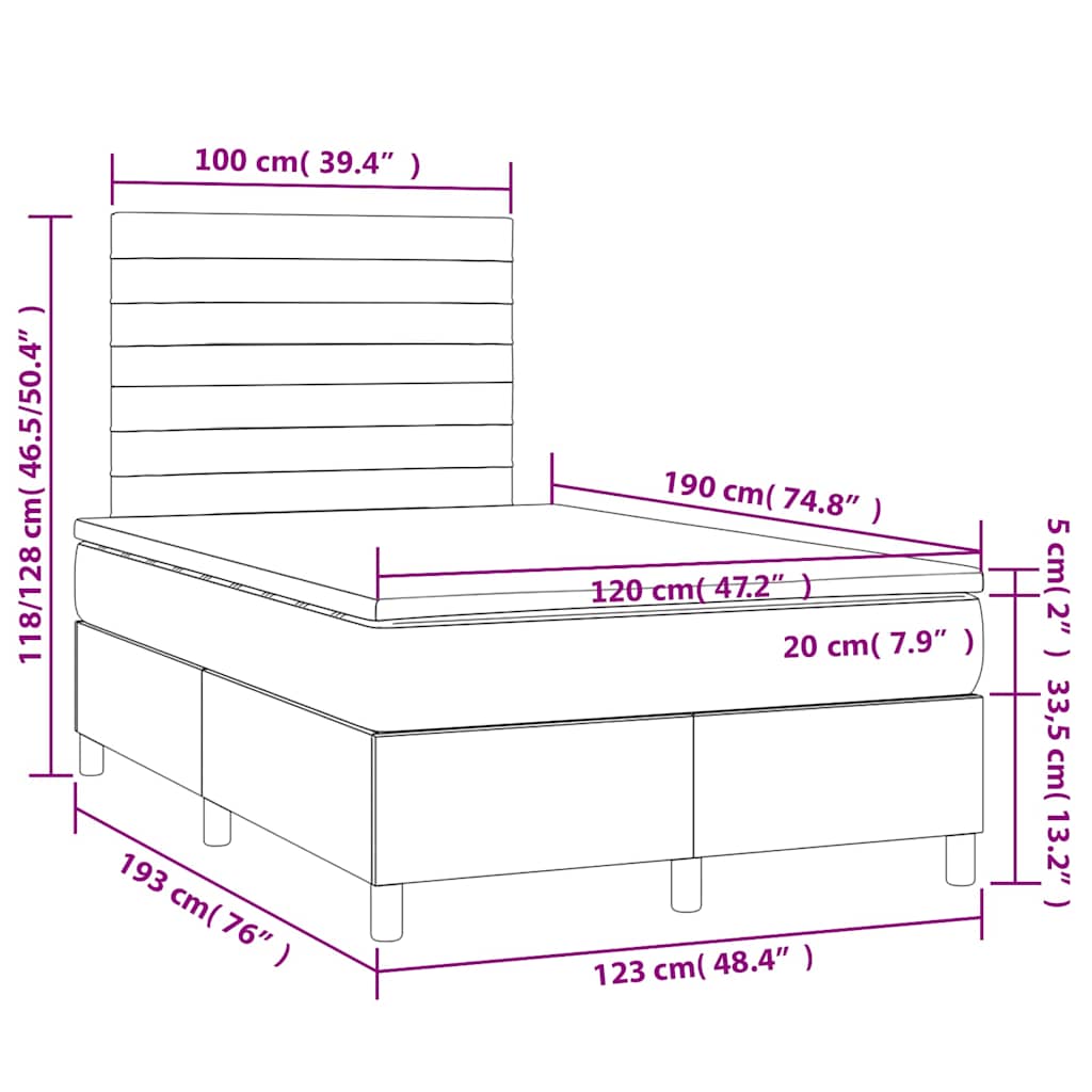 Boxspringbett mit Matratze Dunkelgrün 120x190 cm Samt