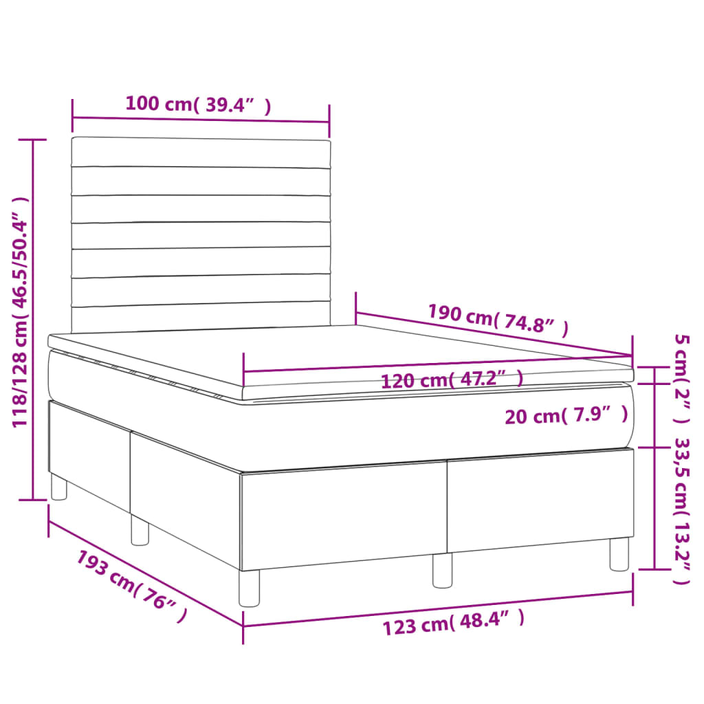 Boxspringbett mit Matratze Rosa 120x190 cm Samt