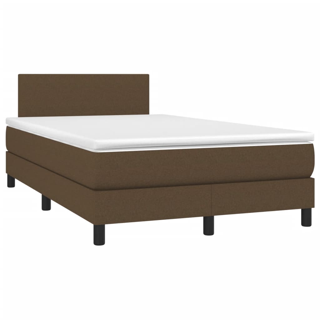 Boxspringbett mit Matratze & LED Dunkelbraun 120x190 cm Stoff