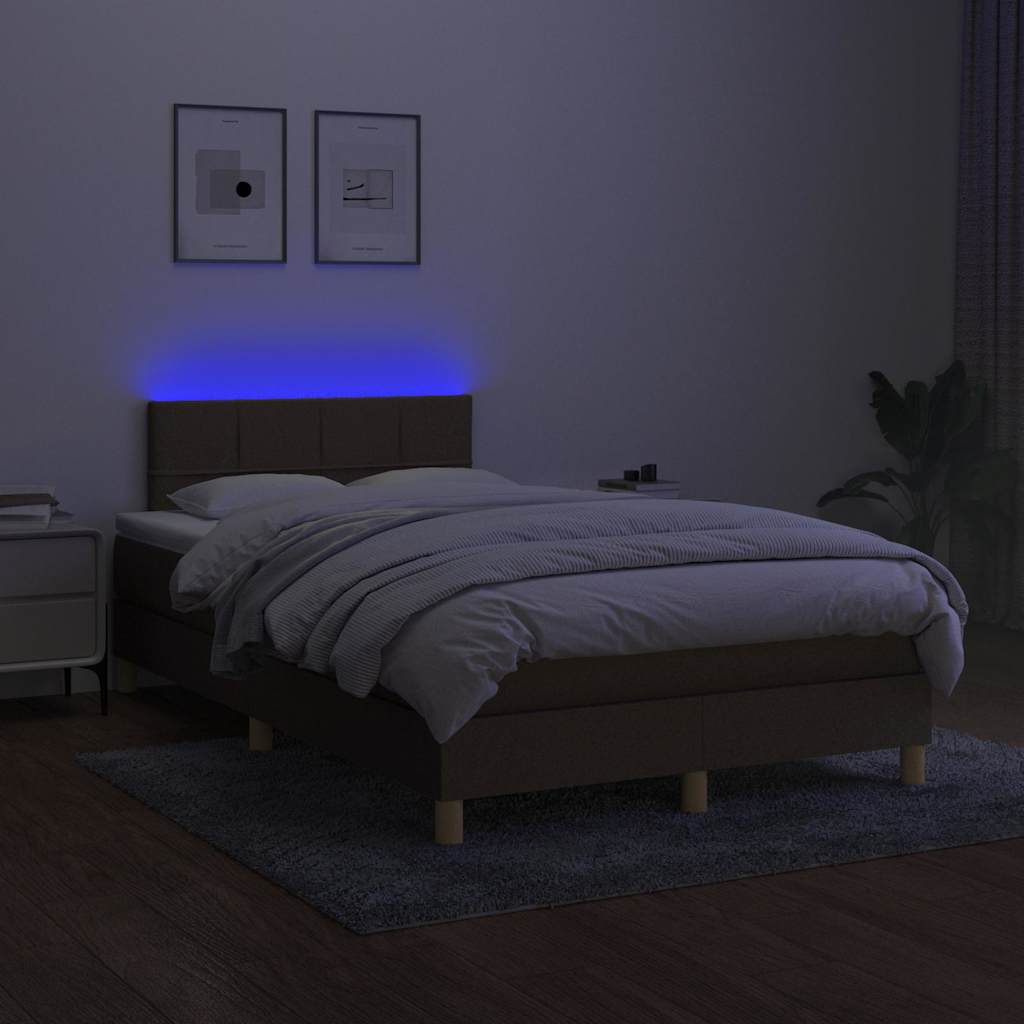 Boxspringbett mit Matratze & LED Dunkelbraun 120x190 cm Stoff