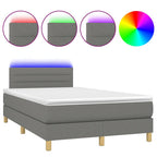 Boxspringbett mit Matratze & LED Dunkelgrau 120x190 cm Stoff
