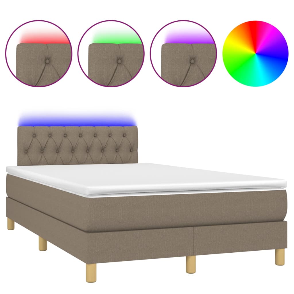 Boxspringbett mit Matratze & LED Taupe 120x190 cm Stoff