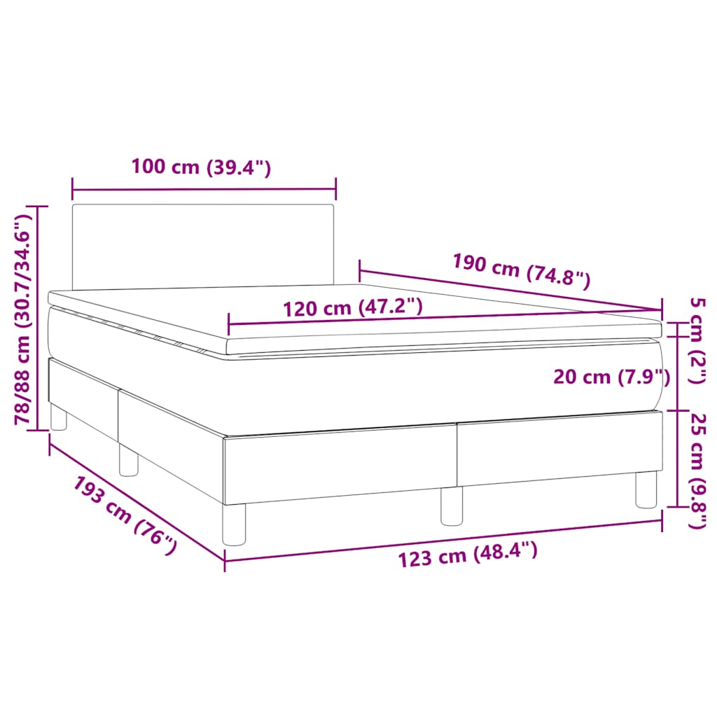 Boxspringbett mit Matratze & LED Schwarz 120x190 cm Kunstleder