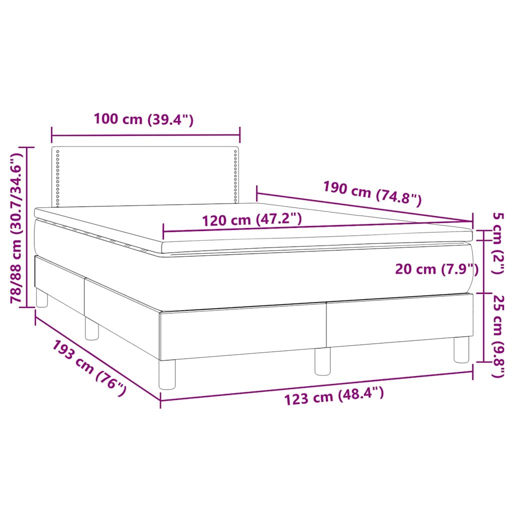 Boxspringbett mit Matratze & LED Weiß 120x190 cm Kunstleder