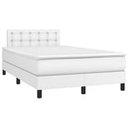 Boxspringbett mit Matratze & LED Weiß 120x190 cm Kunstleder