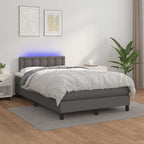 Boxspringbett mit Matratze & LED Grau 120x190 cm Kunstleder