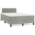Boxspringbett mit Matratze & LED Hellgrau 120x190 cm Samt