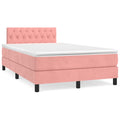 Boxspringbett mit Matratze & LED Rosa 120x190 cm Samt