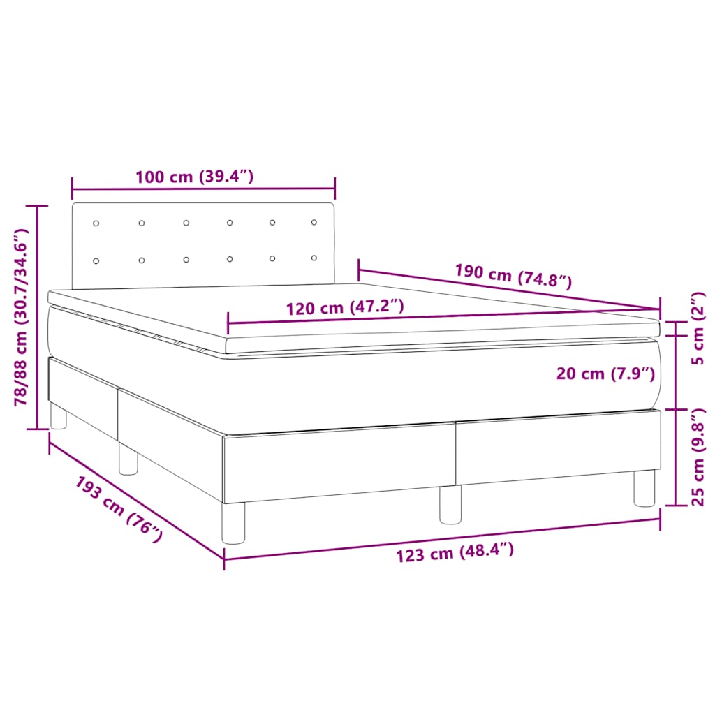 Boxspringbett mit Matratze & LED Dunkelgrün 120x190 cm Samt