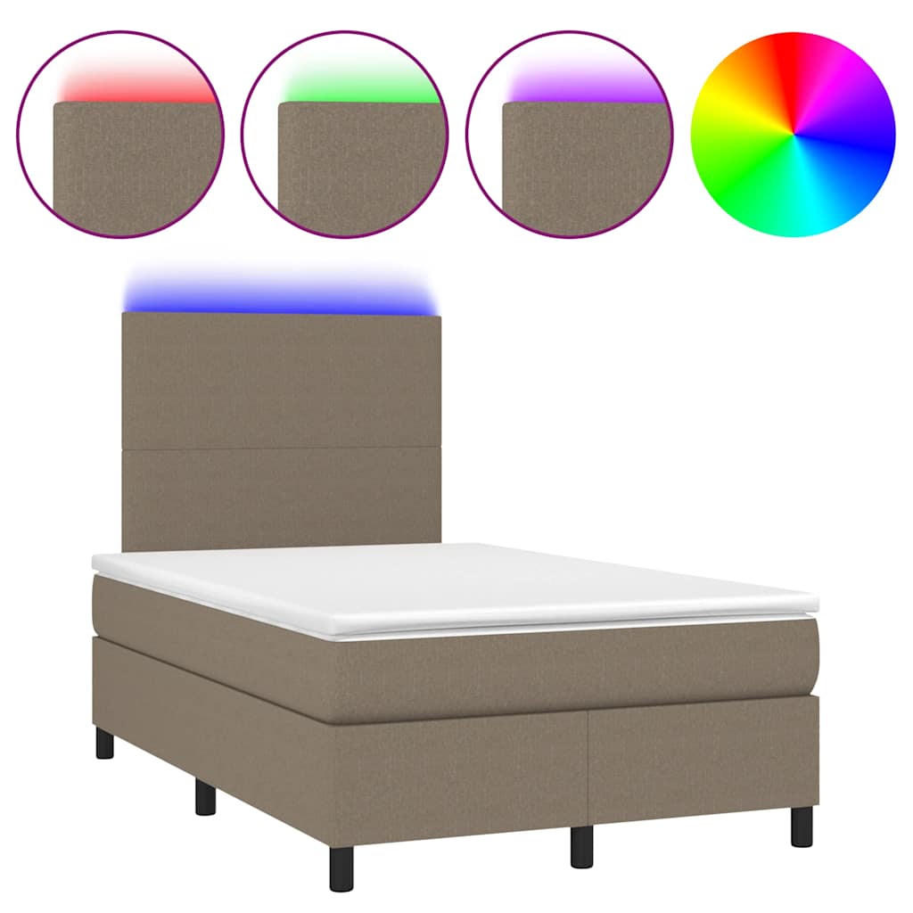 Boxspringbett mit Matratze & LED Taupe 120x190 cm Stoff