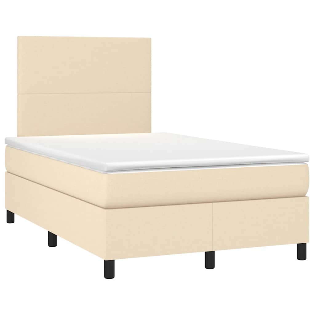 Boxspringbett mit Matratze & LED Creme 120x190 cm Stoff