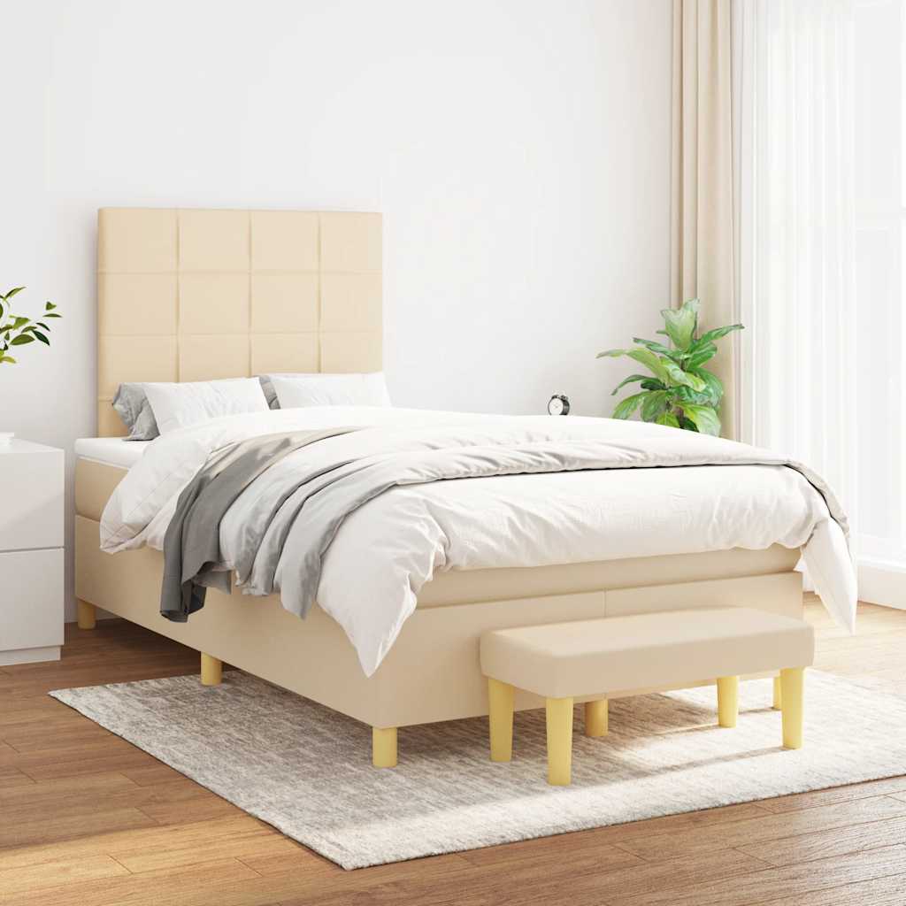 Boxspringbett mit Matratze Creme 120x190 cm Stoff