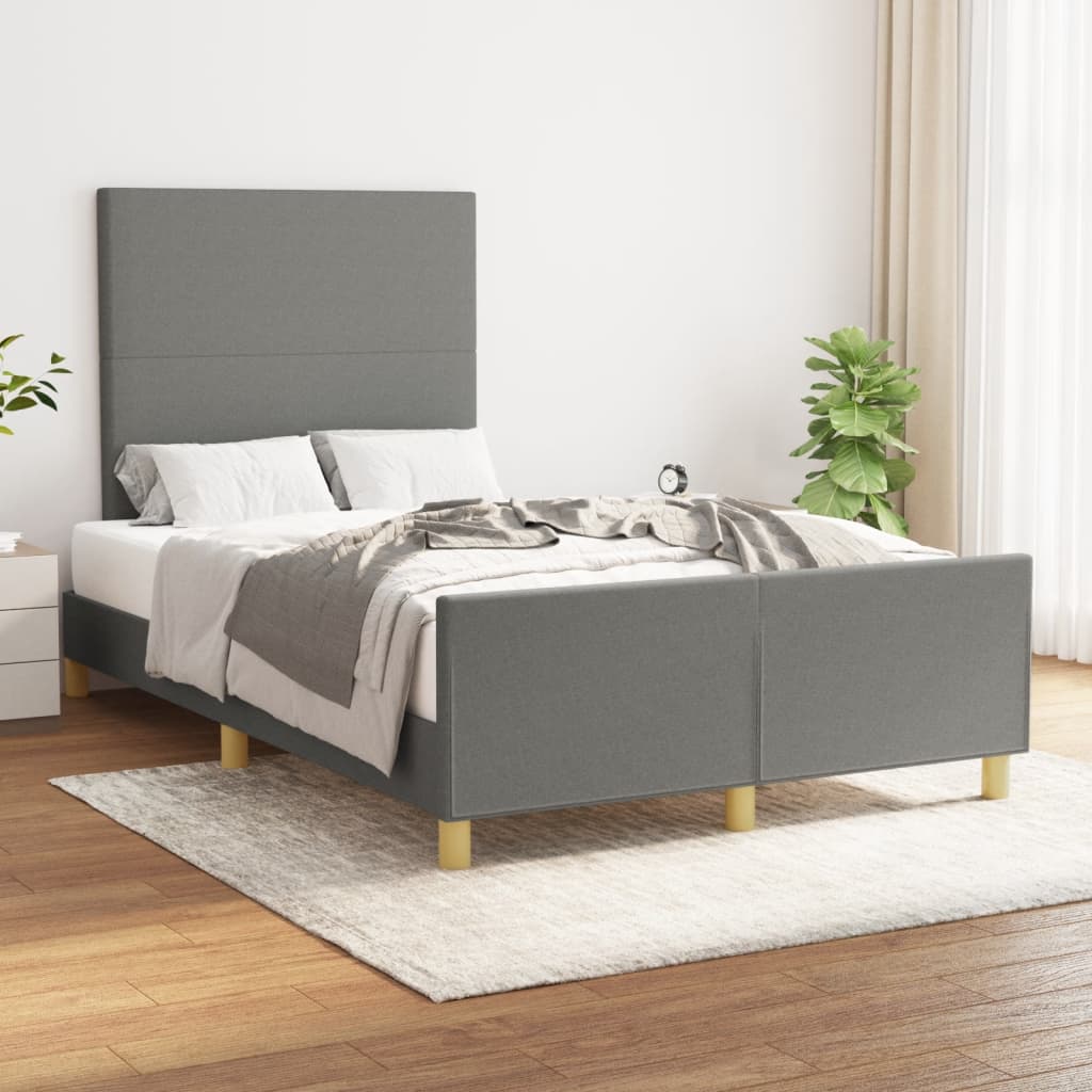 Bettgestell ohne Matratze Dunkelgrau 120x190 cm Stoff