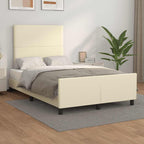 Bettgestell ohne Matratze Creme 120x190 cm Kunstleder