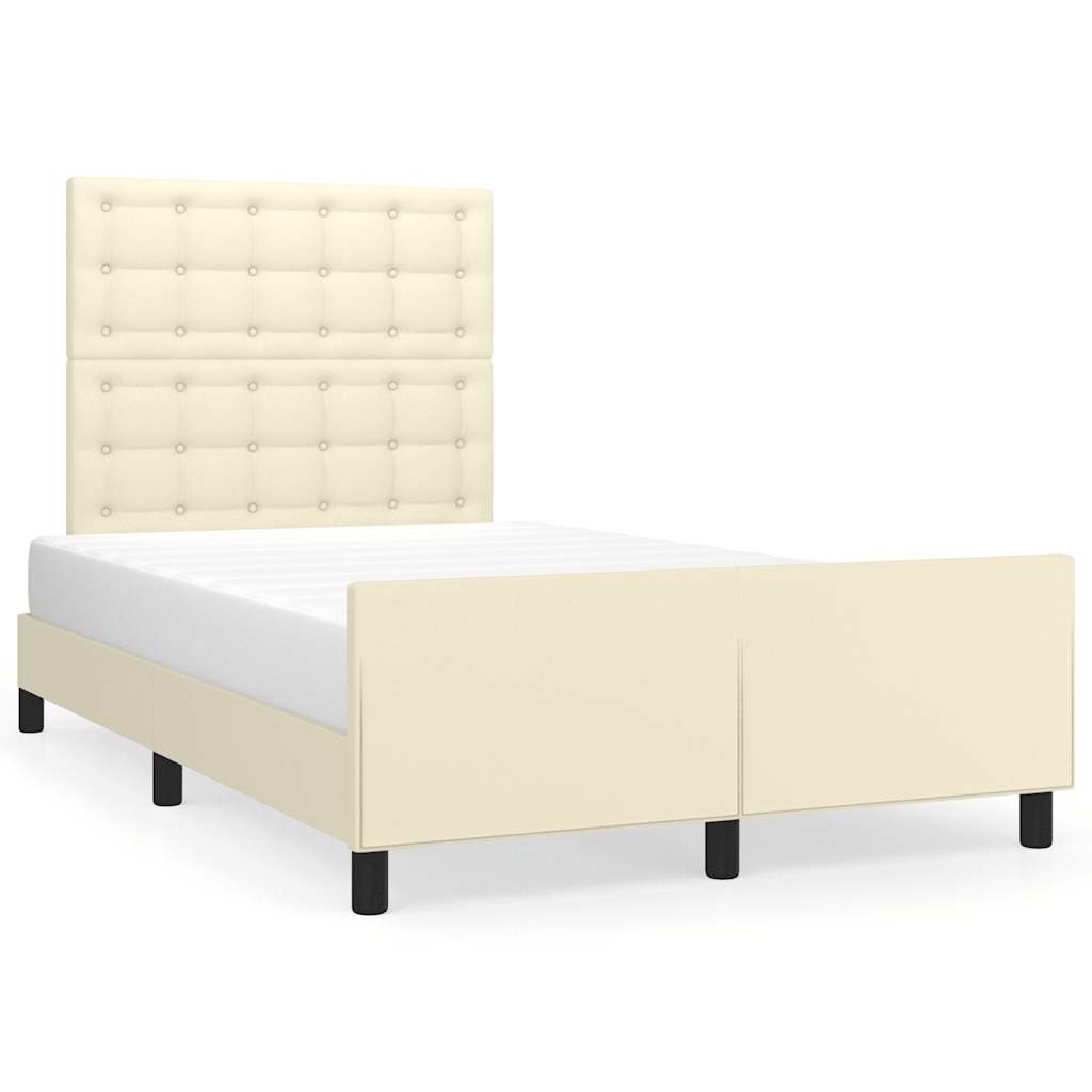 Bettgestell ohne Matratze Creme 120x190 cm Kunstleder