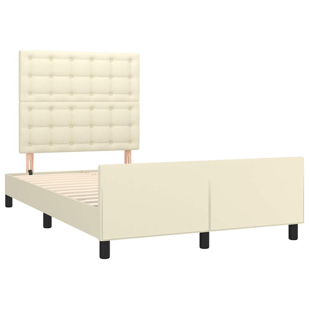 Bettgestell ohne Matratze Creme 120x190 cm Kunstleder