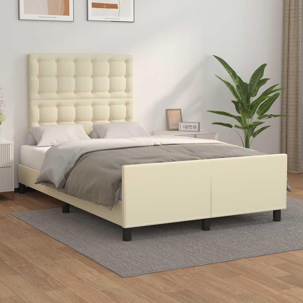 Bettgestell ohne Matratze Creme 120x190 cm Kunstleder