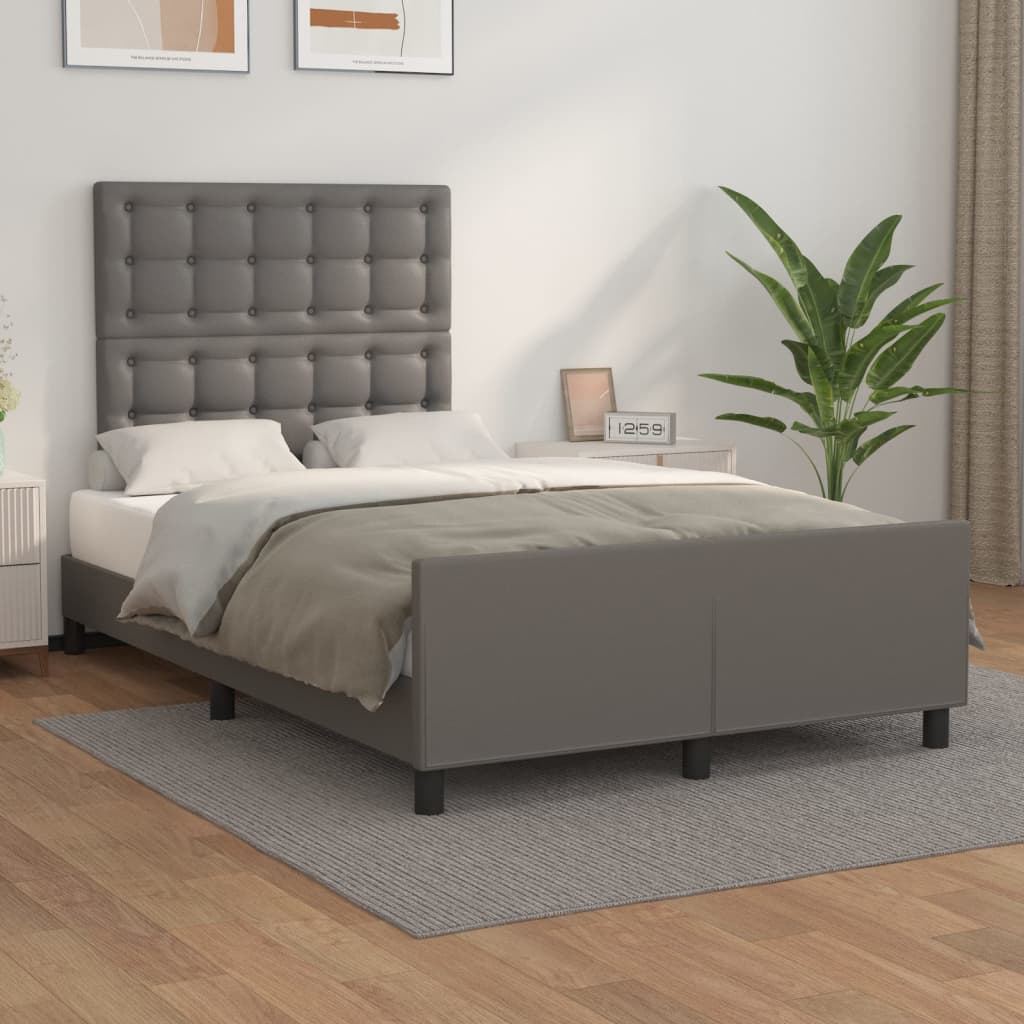 Bettgestell ohne Matratze Grau 120x190 cm Kunstleder