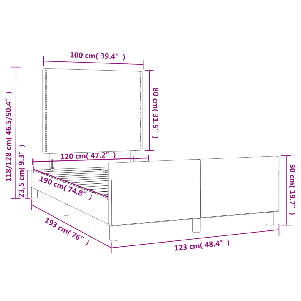 Bettgestell ohne Matratze Dunkelgrau 120x190 cm Samt