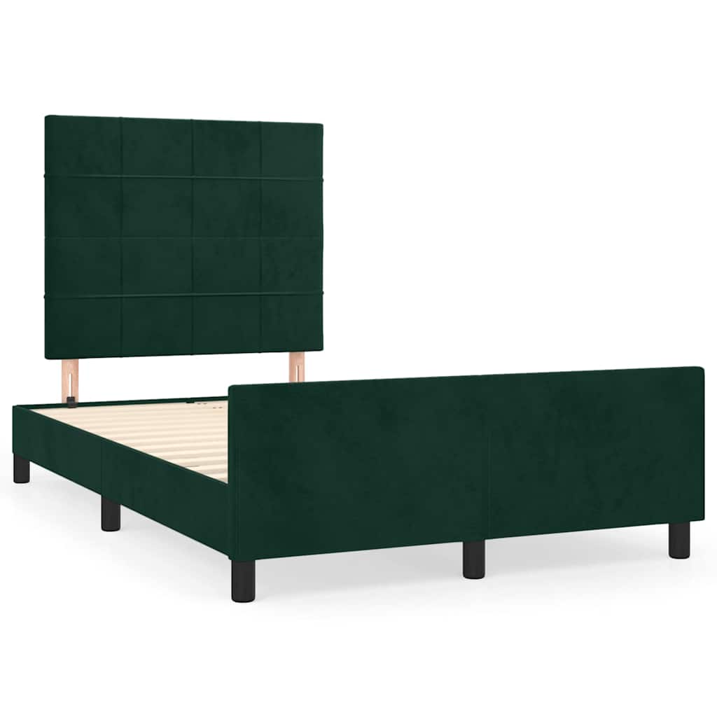 Bettgestell ohne Matratze Dunkelgrün 120x190 cm Samt