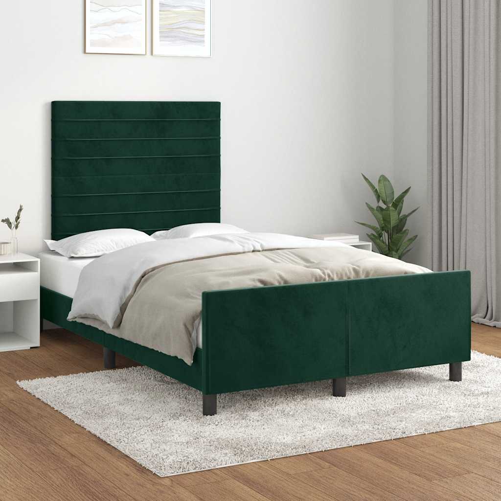 Bettgestell ohne Matratze Dunkelgrün 120x190 cm Samt