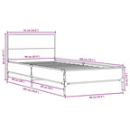 Bettgestell Sonoma-Eiche 90x200 cm Holzwerkstoff und Metall