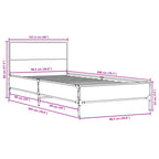 Bettgestell Räuchereiche 100x200 cm Holzwerkstoff und Metall