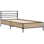 Bettgestell Sonoma-Eiche 100x200 cm Holzwerkstoff und Metall
