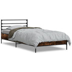 Bettgestell Räuchereiche 100x200 cm Holzwerkstoff und Metall