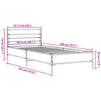 Bettgestell Grau Sonoma 100x200 cm Holzwerkstoff und Metall
