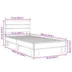 Bettgestell Schwarz 75x190 cm Holzwerkstoff und Metall