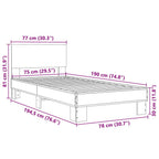 Bettgestell Braun Eichen-Optik 75x190 cm Holzwerkstoff Metall