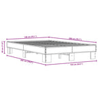 Bettgestell Grau Sonoma 140x200 cm Holzwerkstoff und Metall