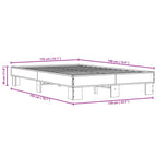 Bettgestell Braun Eichen-Optik 135x190 cm Holzwerkstoff Metall