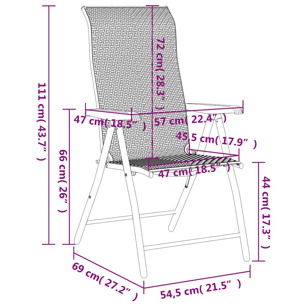 Gartenstühle 4 Stk. Klappbar Grau Poly Rattan