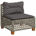 6-tlg. Garten-Sofagarnitur mit Kissen Grau Poly Rattan