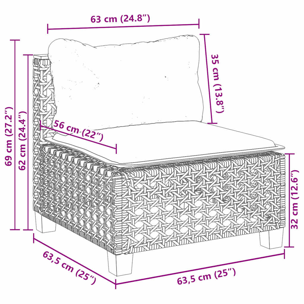8-tlg. Garten-Sofagarnitur mit Kissen Beige Poly Rattan