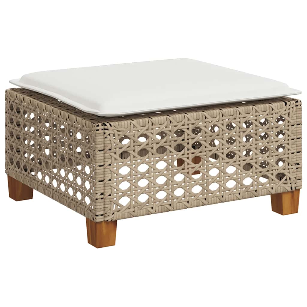 5-tlg. Garten-Sofagarnitur mit Kissen Beige Poly Rattan
