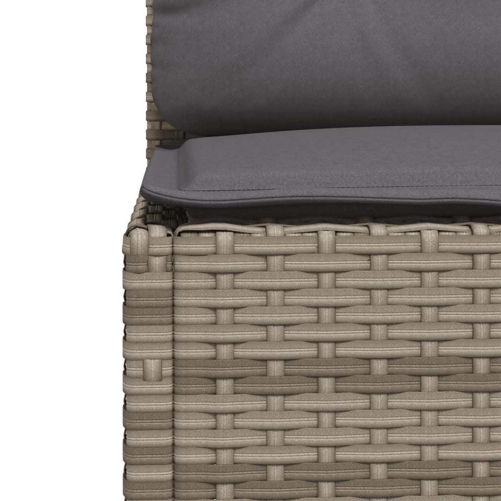 5-tlg. Garten-Sofagarnitur mit Kissen Grau Poly Rattan