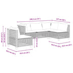 5-tlg. Garten-Sofagarnitur mit Kissen Grau Poly Rattan