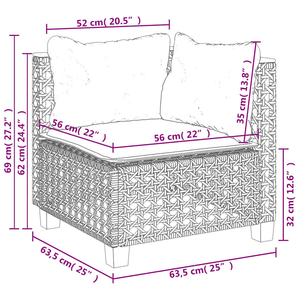 5-tlg. Garten-Sofagarnitur mit Kissen Beige Poly Rattan