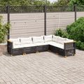 6-tlg. Garten-Sofagarnitur mit Kissen Schwarz Poly Rattan