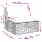 8-tlg. Garten-Sofagarnitur mit Kissen Beige Poly Rattan