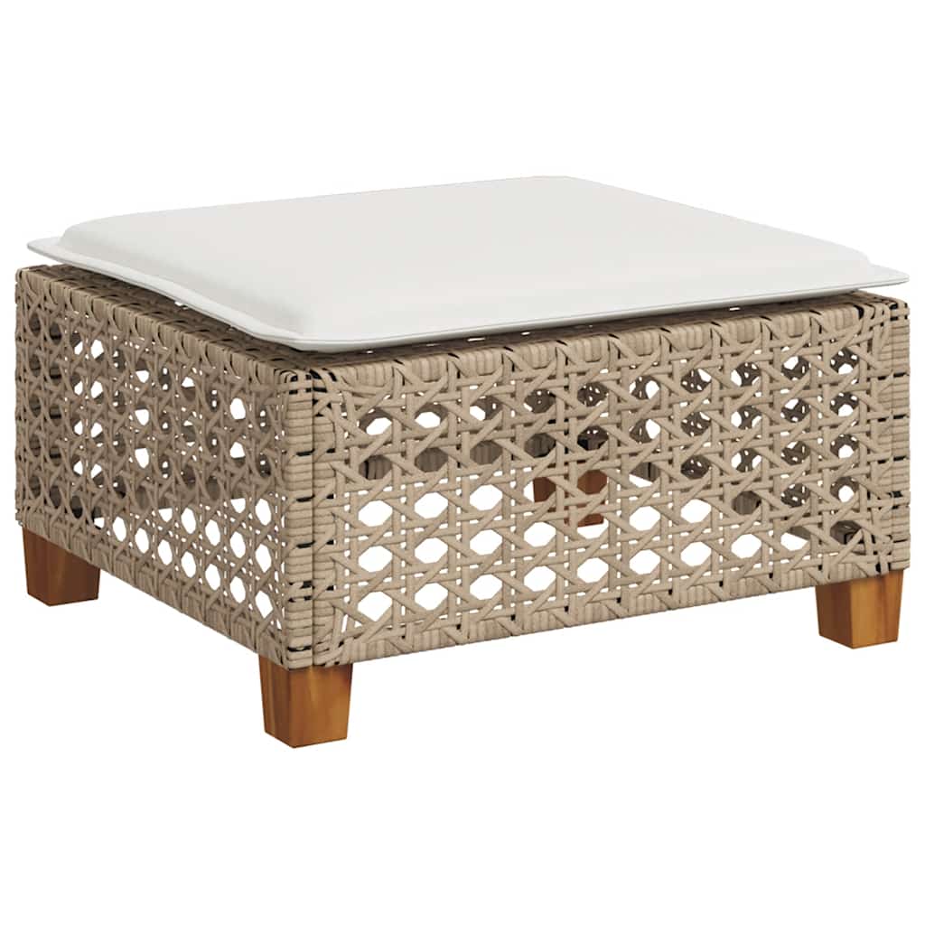 8-tlg. Garten-Sofagarnitur mit Kissen Beige Poly Rattan