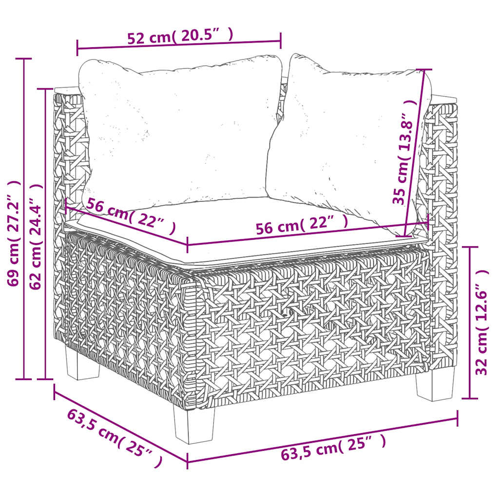 7-tlg. Garten-Sofagarnitur mit Kissen Beige Poly Rattan