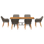 Garten Essgruppe mit Kissen 7 pcs Grau Poly-Rattan