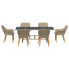 Garten Essgruppe mit Kissen 7 pcs Beige Poly-Rattan