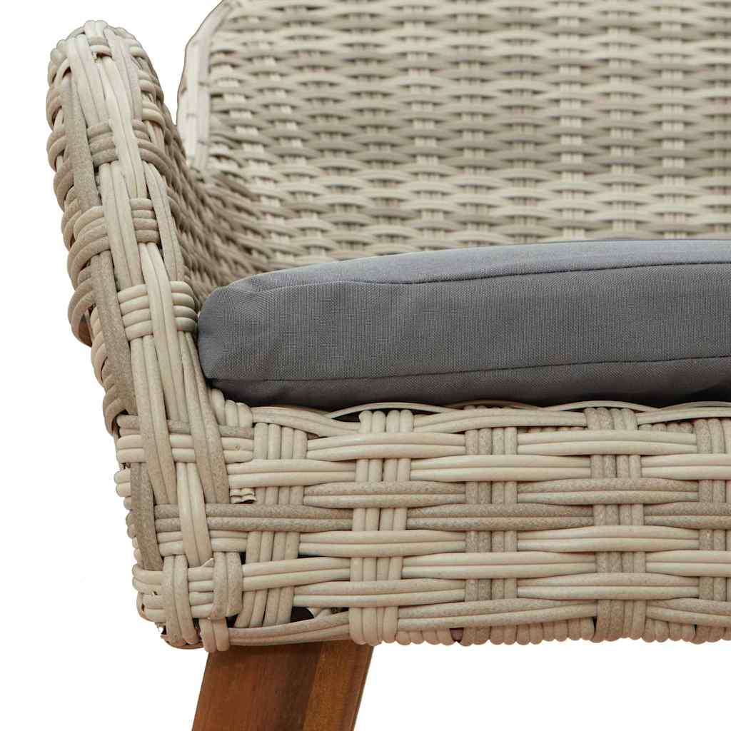 Garten Essgruppe 7 pcs Hellgrau Poly-Rattan