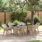 Garten Essgruppe 7 pcs Hellgrau Poly-Rattan