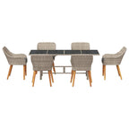 Garten Essgruppe 7 pcs Hellgrau Poly-Rattan